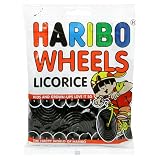Haribo Gummi Candy, Licorice Wheels, 5-Ounce Bags (Pack of 12)