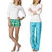 Xhilaration&reg; Juniors Flannel 3Pc Pajamas Set - True White/Blue Snowflake/Green Plaid