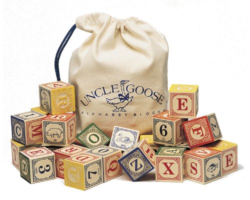 Uncle Goose Wooden ABC Blocks with Bag - Made in the USA