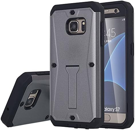 Galaxy S7 Case -Junya Dual-Layer Tank Armor with Kickstand and Built-In Screen Protector for Maximum Protection of Samsung Galaxy S7-Grey