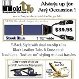 Satin Finished Navy Blue Dual Clip Suspenders Y-back Style