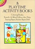 8 Playtime Activity Books: Coloring Books, Search-A-Word, Follow-The-Dots, Tracing Paper, Sticker Paper Doll