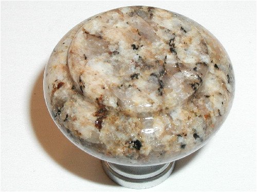Granite/Brass Knob - Giallo Veneziano Granite with Chrome Base