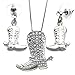 Soulbreezecollection Lucky Western Cowboy Cowgirl Boots Necklace Pendant Charm & Earrings 2-Piece Set