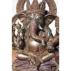 Buddha, Ganesh, Ganesha, der Elefantengott, Skulptur aus Kunststein, bronziert