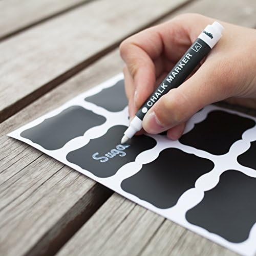 56x Souslife Chalkboard Labels. Super Slick White Chalkboard Marker Included. 56 Reusable Labels With 8 Gorgeous Shapes and 2 Sizes. Use For Mason Jars / Glasses / Containers