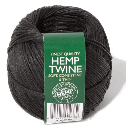 Hemp Twine HTD-20-BK Made In Romania 20# Test 100 grm Black Twine Ball- 400 FT.