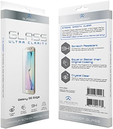 GLASSIER® Tempered Glass Screen Protector for Samsung Galaxy S6 Edge - Glass is product of Japan, Designed in California, 9H Crystal Clear 93% Transparency Scratch Resistance