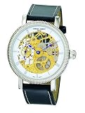 Charles Hubert Paris - Men's Premium Skeleton Dress Watch with White Face-plate and Gold-tone Accents
