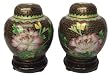 Chinese cloisonne ginger jars- set of 2, 4"H, stands included (2)