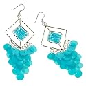 Turquoise Blue Beaded/Sequined Chandelier Earrings
