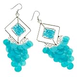 Turquoise Blue Beaded/Sequined Chandelier Earrings