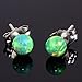 Margarita: 4mm Kiwi Green Created Opal Ball Stud Post Earrings, Solid 925 Sterling Silver