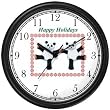 Two Panda Bears in Snowflake Border - JP Wall Clock by WatchBuddy Timepieces (Slate Blue Frame)