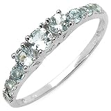 0.50 Carat Genuine Aquamarine Sterling Silver Ring