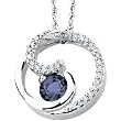 14K White Gold Iolite and Diamond Necklace