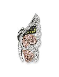 Sterling Silver Pink Vermeil Multi Cz Butterfly Pin, Best Quality Free Gift Box Satisfaction Guaranteed