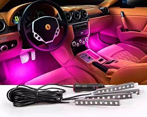 Atmosphere lights 9LED/4pcs LED Strip Lights Car Interior Lighting Kit Decorative Light Strip (Pink)