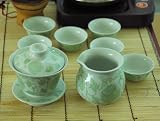 Green Leaf Gaiwan Set (Comprised of 3-piece Gaiwan, Fairness Pitcher and 6 Tea Cups)