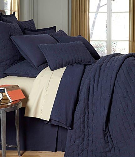 Noble Excellence Navy Blue Villa Vintage Washed 100% Belgian Linen 5 Piece King Duvet Cover Set