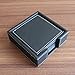 PINMEI Coasters,Black Leather Drink Coasters for Tabletop Protection Set of 6, Round 3.9 Inch (SQUARE BLACK)