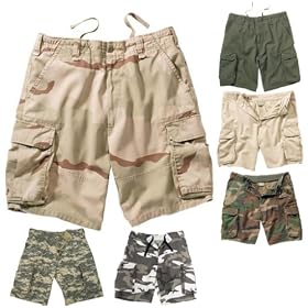 <b>Prewashed Retro Paratrooper Cargo Shorts. Authentic Military Style. Vintage Looking BDU style with 6 Pockets.</b>