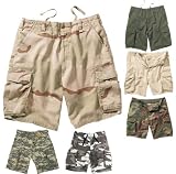 Prewashed Retro Paratrooper Cargo Shorts. Authentic Military Style. Vintage Looking BDU style with 6 Pockets.