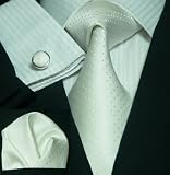 LANDISUN 59C SOLID WHITE SMALL LATTICE SET:TIE+HANKY+CUFFS