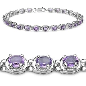 5.40 Carat Genuine Amethyst Silver Bracelet by