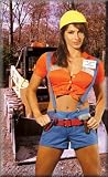 Construction Worker 7 Piece Costume Includes Shorts, Short Sleeve Button Front Top, Suspenders, Vinyl Belt, Removeable Badge, Hammer and Wrench. Hat EM9459 Also Available Separately. Sizes Small, Medium or Large.