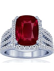 Platinum Cushion Cut Ruby Ring With Sidestones (GIA Certificate)