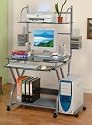 New Glass Computer Desk On Wheels And Tower Slot