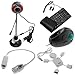 GTMax 5pcs - Black/Red Flexible 5MP USB Camera Webcam with Microphone + Black USB Handheld Trackball Finger Mouse + Black USB/PS2 Flexible Silicone Keyboard + White/Silver USB Flexible Light with 3 White LED + USB 2.0 4-Port Hub Mini Man