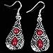 YAZILIND Vintage Red Round Teardrop Embossed Dangle Drop Hook Earrings for Women