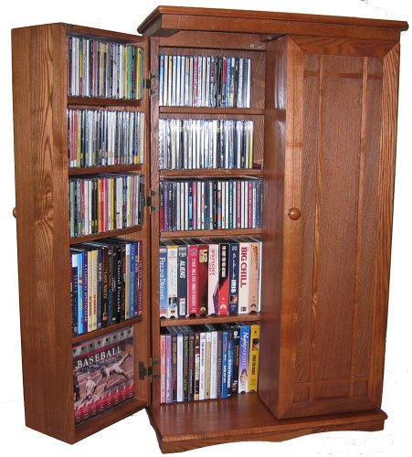 CD DVD Solid Oak Mission Cabinet in Dark Oak