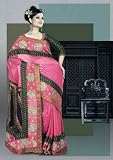 Review Indian Selections  / Pink Brasso Sequined Embroidered Georgette Sari