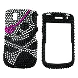 For Blackberry Tour Bling Hard Case Skull Eye Patch Blk