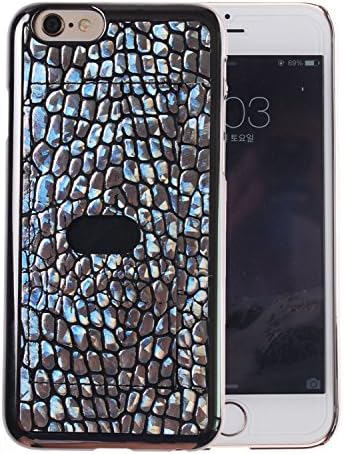 [Silver] Luxury Genuine Leather Crocodile [Hologram] Patterned [Back Pocket Rigid Case] Wallet Case for Apple iPhone 6 (4.7")