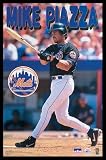 Mike Piazza New York Mets Ny Catcher Mlb Art White Wood-Mounted Poster Print - 24
