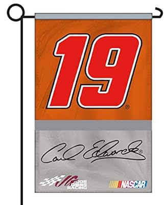 Carl Edwards #19 Deluxe 2-Sided GARDEN Flag WITH METAL POLE Banner Nascar Racing