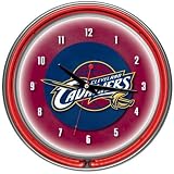 Cleveland Cavaliers NBA Chrome Double Ring Neon Clock