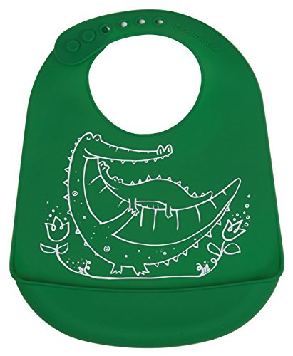 modern-twist Baby Silicone Bucket Bib, Crocodile Cuddles, Green