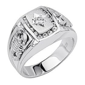 .925 Sterling Silver CZ Scorpion Diamond Cut Mens Ring - Size 9: The World Jewelry Center: Jewelry