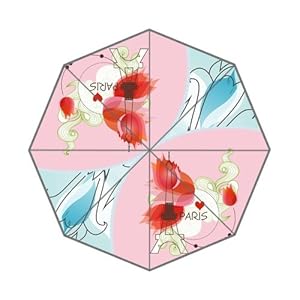 Paris and Eiffel Tower Flower Custom Auto Foldable Umbrella