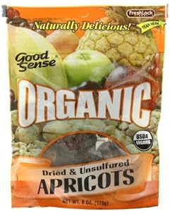 Good Sense Organic Dried & Unsulfured Apricots, 6-Ounce Bag (Pack of 6)