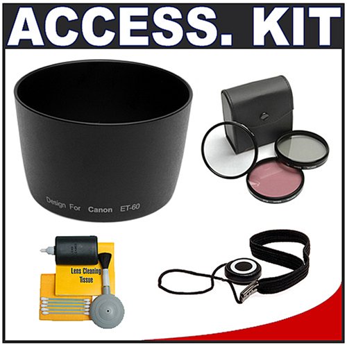 Precision Design ET 60 Lens Hood for the Canon EF 75 300mm f 4.0 5.6 USM II II USM III USM Lenses and Canon EF S 55 250mm IS Lens with Accessory Kit