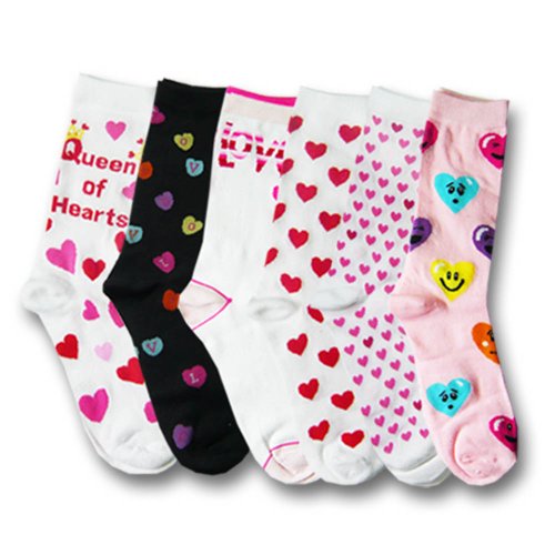 TeeHeeSocks Valentine's Day Gift Women's Crew Socks 6 Pairs Assorted Patterns