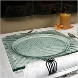 Venetian Cast Glass Square Platter - Circle with Starburst Edge Series - Small