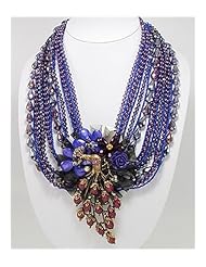Peacock Glass Necklace In Sterling Silver