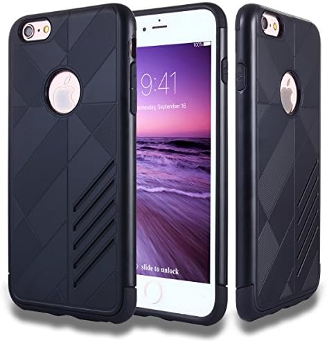 iphone 6 Plus Case,DUDETOP®Ultra-thin Shockproof Scratch-Resistant Resist Cracking Armor Dual Layer Protective Cover Hard PC Soft Silicone Back Case Skin for Apple iphone 6 Plus 5.5" Inch (Black)